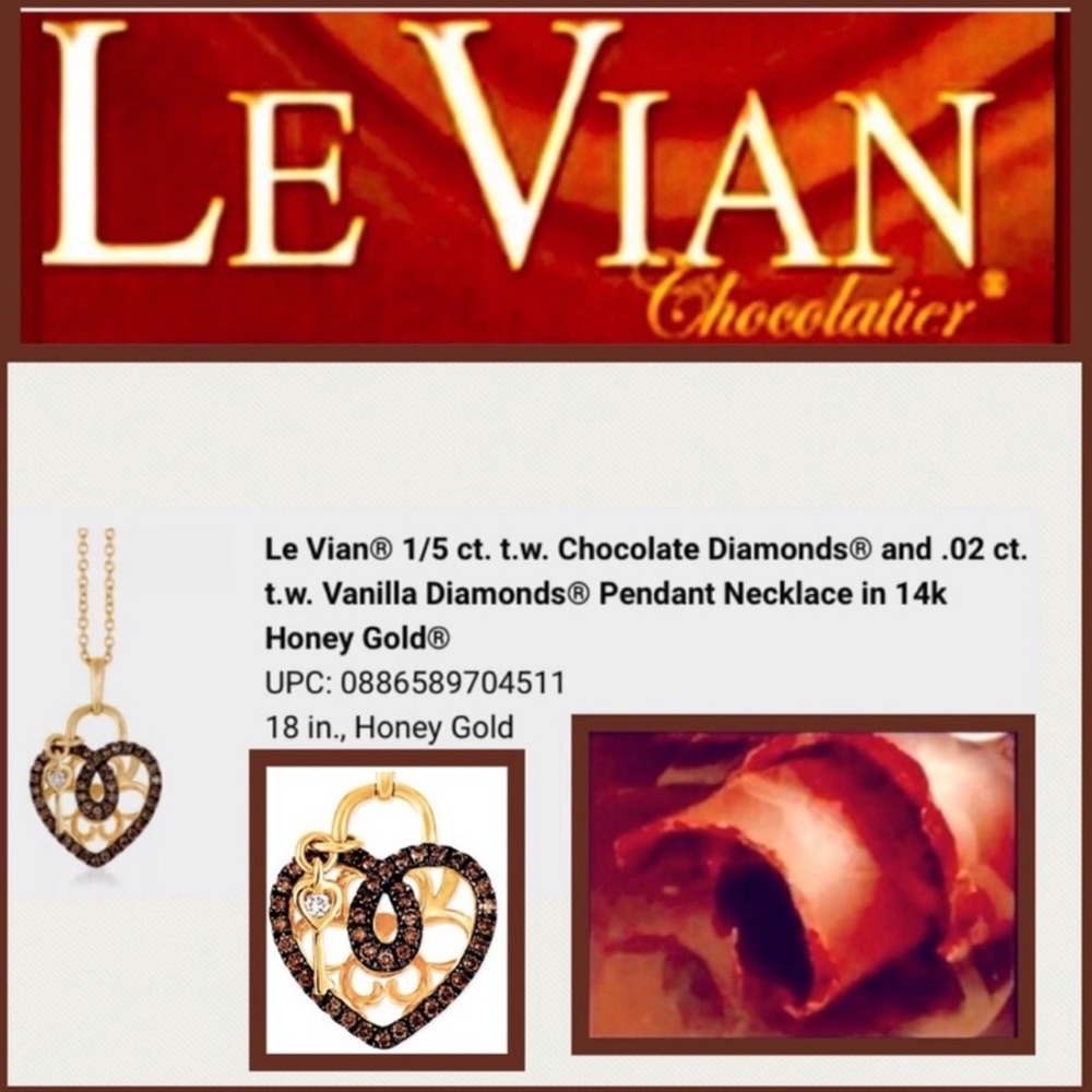 LeVian Chocolate Diamond Heart Key 18” Pendant Necklace (1/4 ct. t.w.)14k💎🌹♥️